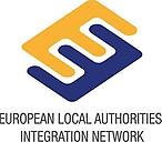 Ett gult E med texten European local authorities integration network.