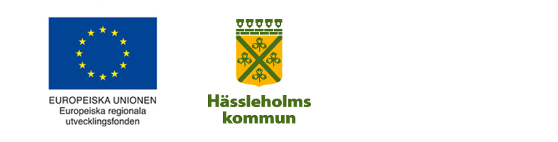 EU-flaggan och logotypen för Hässleholms kommun