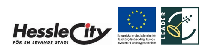 Logotyper från vänster: Hesslecity, Europeiska jordbruksfonden och Leader.