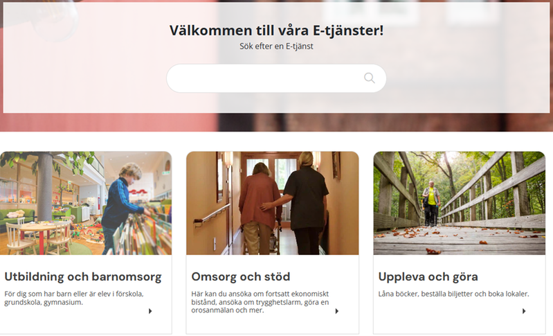 Bild på Hässleholms kommunens hemsida för e-tjänster